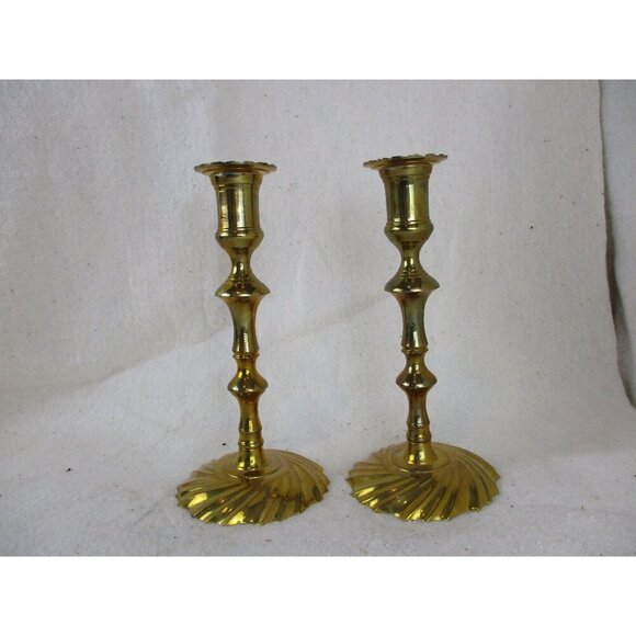 Other - Candle Holders set, 1970s  Vintage Brass Candle Holders, Tall, dining table